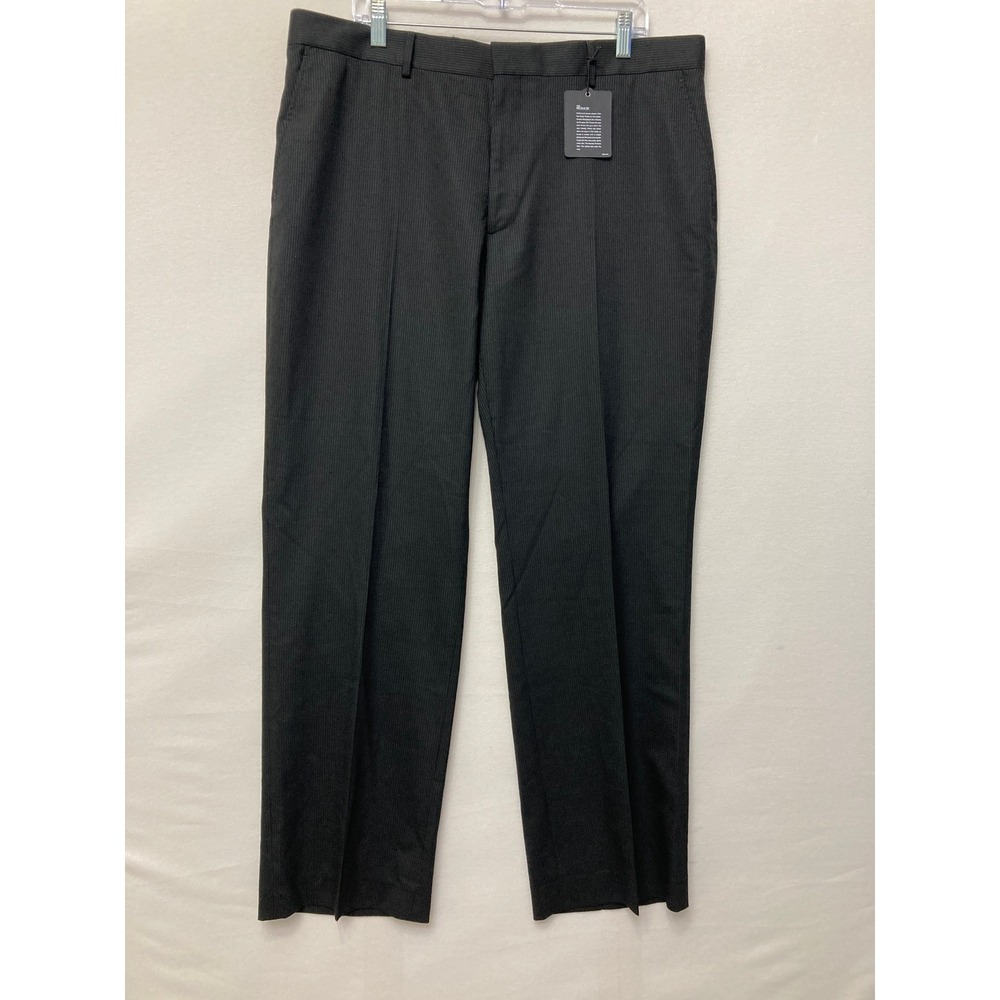 New Express Producer Pants size 38/32 Black Pinstripe Wool Preppy Office